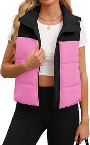 Gilet bouffant court léger pour femmes doublure polaire épaisse vêtements d'extérieur zippés respirants pour automne hiver col montant Service OEM - Product Image 3