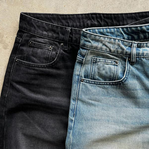 Custom High Quality Man Distress Straight Leg Vintage Wash Blue <b>Black</b> Denim Pants Jeans for Men - Product Image 4