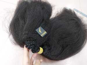 Extensiones de Cabello Humano de Primera Calidad, 100% Virgen Vietnamita, con Punta Plana, Rizado y Liso Natural, Pre-Adheridas, Color 1B - Product Image 2