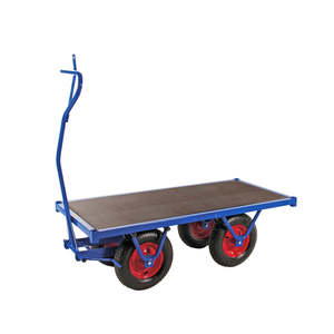 Heavy-Duty Blue Km330150 Folding <b>Platform</b> <b>Trolley</b> Four-Wheel Shopping Cart for Industrial Use OEM Customizable - Product Image 1