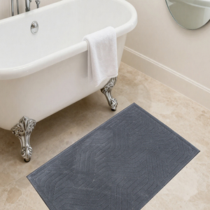 Alfombra de Baño/Afelpado Jacquard Tejida con Hilo Teñido, Diseño Abstracto, Color Gris Oscuro, 70x120cm, Marca Carla Luxury, para Uso Doméstico, Hecho en Turquía - Product Image 1