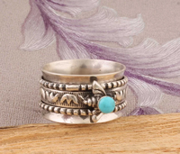 Bague rotative artisanale en argent sterling 925 avec améthyste taille poire sertie à griffes, style Vintage, thème 'La Belle au bois dormant', pour mariage, anniversaire et fête