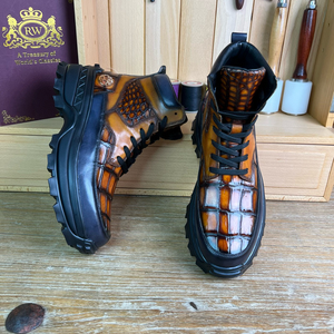 <span class=keywords><strong>Stivali</strong></span> Invernali da Uomo Personalizzati 100% in Pelle di <span class=keywords><strong>Coccodrillo</strong></span> - Tomaia in Pelle, Fodera Autentica, Aumento Altezza, Antiscivolo - Product Image 6
