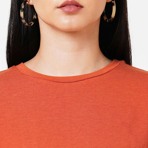 Camiseta de cuello redondo para mujer de alta calidad, personalizada con tu propia marca, impresión 3D, cremallera, ecológica, transpirable, 100% algodón. - Product Image 2