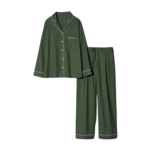 Ensemble de pyjama en satin boutonné pour femmes grande taille, doux, léger, respirant, motif uni, été, automne, printemps - Product Image 2