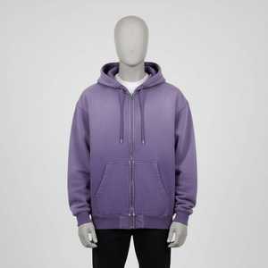 Fabricant de sweats à capuche personnalisés 360 g/m² épais à fermeture éclair intégrale, surdimensionnés, 100 % coton, brodés, unisexe, effet délavé soleil - Product Image 4
