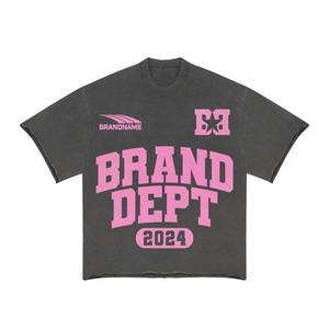 T-shirt personnalisé en éponge française 100% coton imprimé T-shirt à manches courtes à col épais avec impression DTG T-shirt pour hommes - Product Image 1