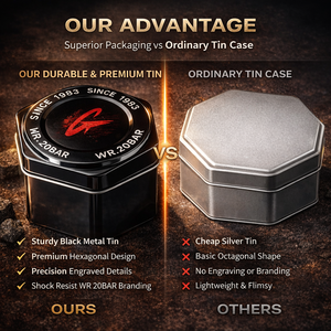 Boîte à montres de luxe en acier inoxydable noir, boîte à montres en métal pour bébé, avec logo OEM, vente en gros - Product Image 6