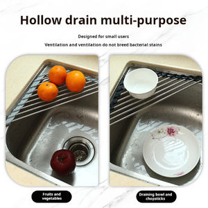 Fregadero de acero inoxidable 304 para <span class=keywords><strong>cocina</strong></span>, almohadilla de drenaje de platos de esquina, Rollo multifuncional, estante de secado Triangular gris para platos - Product Image 2