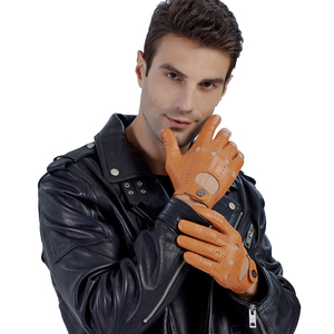 Gants de sécurité personnalisables en cuir de vachette marron à double paume pour hommes, écran tactile respirant vintage compatible avec un usage quotidien - Product Image 1