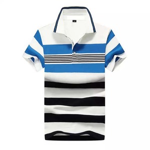 2025 ropa de hombre Casual manga corta Diseño a rayas polos algodón de Golf, tallas grandes precio barato polos - Product Image 3