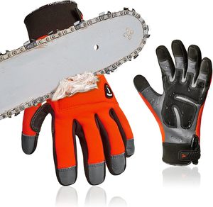 Guantes de cuero de cabra súper duraderos con membrana impermeable, personalizados, anticorte, para motosierra, cómodos y de uso general. - Product Image 1