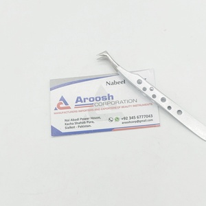 Pince à cils professionnelle en acier inoxydable de haute qualité de type L paillettes argentées pointe pointue options durables en gros - Product Image 3