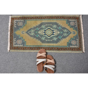 พรมสีเหลืองสีน้ำเงินสไตล์วินเทจขนาด1,4x2,7ฟุตพรมตุรกี - Product Image 5