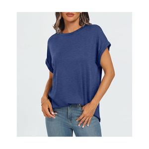 Nouveauté Service OEM T-shirt confortable à manches courtes, col rond, épaule et pente, en coton 100% solide pour femmes du Bangladesh - Product Image 4