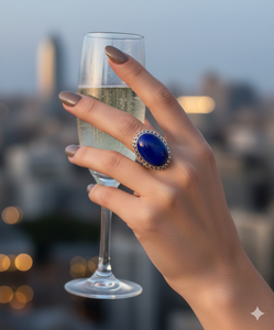 Handmade 925 Sterling Silver Eternity Vermeil <b>Ring</b> Unique Classic Design Natural <b>Lapis</b> <b>Lazuli</b> Gemstone Customized for Wedding - Product Image 2