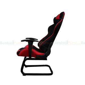 Home Office Red Leather Gaming <b>Chair</b> with Steel Frame Adjustable Armrest Contemporary Design Kneeling Base & Extendable Design - Product Image 3