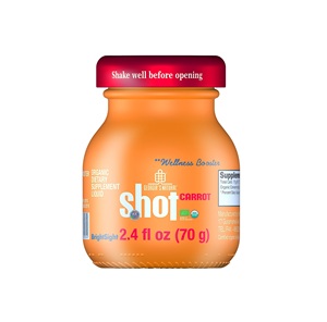 Jus de carotte 100% biologique Shot de jus de carotte concentré biologique naturel de Géorgie avec des shots de citron vert en bouteilles de 70g - Product Image 1
