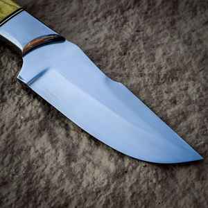 Couteau de chasse artisanal en acier à haute teneur en carbone 1095 15N20, lame fixe pleine longueur, survie en extérieur, personnalisable OEM avec étui - Product Image 3