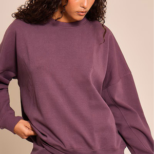 À la mode femmes col rond sweat Style de base coton lourd tissu coupe décontractée Streetwear sweat dames vêtements en gros - Product Image 3