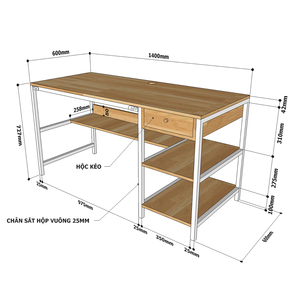 BD68079 Wooden Computer <b>Desk</b> with 140x60cm Drawers Integrated <b>Shelf</b> Adjustable Storage-Durable Metal Features - Product Image 6