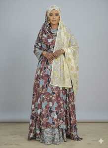 Collection de l'Aïd Festive : Tenue Somalienne de Luxe en Jacquard Tissé Uni, Motif Floral Numérique Rose pour Dirac, Idéale pour les Fêtes - Product Image 4