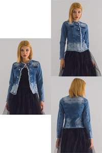 Chaqueta vaquera ajustada con botones a presión - Product Image 1