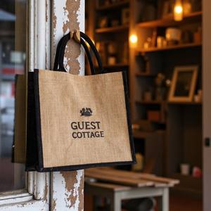 OrganicSack Jute <b>Tote</b> <b>Bag</b> Natural Biodegradable Eco-friendly Reusable Shopping <b>Bag</b> Fashionable <b>Vintage</b> Bohemian for Retail - Product Image 1