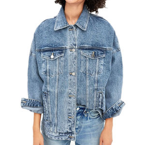 Chaqueta de invierno acolchada de mezclilla ecológica para mujer, transpirable, impermeable, con control de temperatura, cierre de cremallera, logotipo 100% - Product Image 2