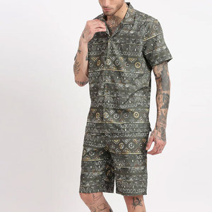 Conjunto de camiseta de ajuste relajado étnico con estampado de verano de estilo callejero para hombre, conjunto de algodón suave transpirable cómodo - Product Image 3