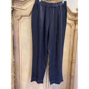 Pantalon décontracté droit en lin pour femme ROOMA, couleur graphite, taille élastique, respirant, coupe mi-ample, technique froissée, poches, taille XL - Product Image 3