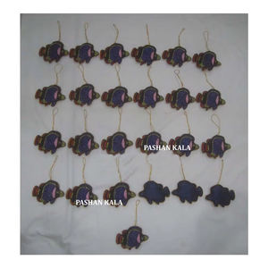 Beautiful Modern Design Fish Shape Handmade <b>Golden</b> Zari Embroidery and Beaded <b>Christmas</b> Hanging Ornaments With <b>Tree</b> Decoration - Product Image 1