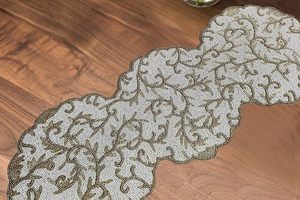 Christmas Decorative and Leaves Design Beaded <b>Runner</b> Placemat <b>Dining</b> <b>Table</b> Fancy Mat Handmade Decorative <b>Runners</b> for Wedding - Product Image 4