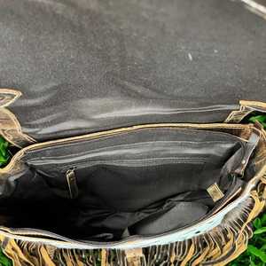 Bolso Bandolera Cruzado de Cuero Vacuno para Mujer, Estilo Bohemio, Ligero, Veraniego, con Flecos y Flores - Product Image 3