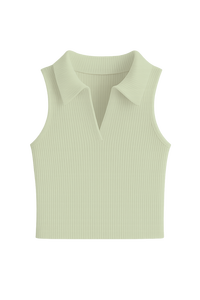 Top de Moda al por Mayor para Mujer, de Punto Acanalado, Sin Mangas, Sólido, Transpirable, 100% Algodón, Largo Regular, Proveedor OEM - Product Image 3