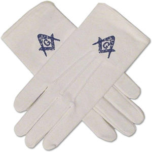 Gants maçonniques en coton blanc brodés de haute qualité, fabriqués en usine, personnalisés, à séchage rapide, pour usage extérieur - Product Image 4