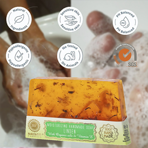Jabón Herbal de Tilo con Fórmula Botánica, Marca Privada OEM ODM, 80g, Cuidado Suave, Limpiador Calmante para Piel, Lavado Corporal y Facial - Product Image 1