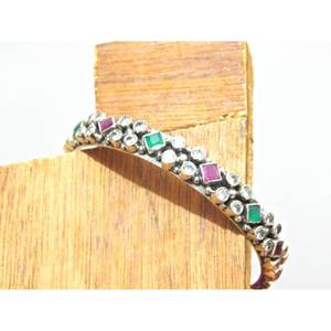 กำไลเงินสเตอริ925ทำด้วยมือธรรมชาติมรกตพลอยพลอยลูกบาศก์เซอร์โคเนียกำไลข้อมือเงินของขวัญเครื่องประดับเงิน - Product Image 3