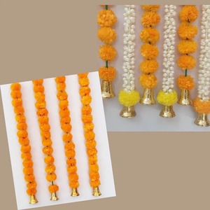 พวงมาลัยกระดิ่งสำหรับตกแต่งแบบยาวของ5ft มีดอกดาวเรืองสำหรับงานแต่งงานแบบอินเดียและแบบดิวาลีตกแต่งเวทีและของตกแต่งเวที - Product Image 5