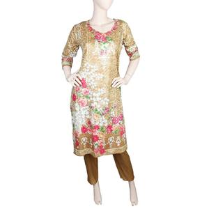 ชุดสูทพิมพ์ลายสำหรับผู้หญิง 2 ชิ้น - สีน้ำตาล - Product Image 4