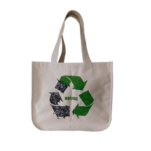 Grand sac fourre-tout réutilisable en toile de coton biologique imprimé personnalisé sac à provisions recyclable en vrac avec motif d'écran et logo - Product Image 3