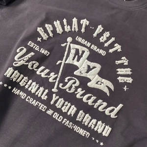 OEM al por mayor 100% algodón hombres gráfico peso pesado camisetas logotipo personalizado 3D para Puff estampado liso de gran tamaño camisetas de punto - Product Image 4