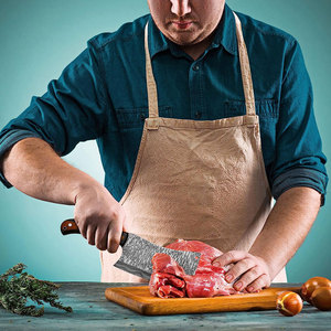 Couteau de boucher en acier damas Full-Tang de logo personnalisé de haute qualité couperet de cuisine professionnel fait à la main avec support OEM - Product Image 4