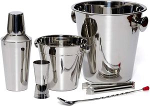 Juego de utensilios para Bar de acero inoxidable de 6 piezas, pinzas para hielo de doble Jigger, Cubo de vino, diseño Industrial, capacidad de 750ml, duradero, diversión perfecta - Product Image 2