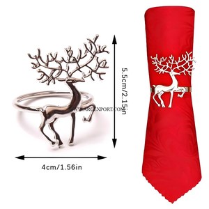 Anillo de Servilleta de Metal con Diseño de Ciervo en Color Plateado al por Mayor para Bodas y Hoteles - Diseño de Lujo con Logotipo Personalizado Ecológico para Decoración de Mesa - Product Image 1