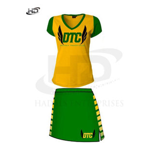 Uniforme de pom-pom girl léger de couleur unie uniforme de pom-pom girl à manches courtes de vente directe d'usine - Product Image 4