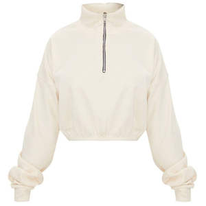 High Quality Plus Size <b>Women's</b> Cropped Long Sleeve Hooded Knitted Sweatshirts Custom Drop Shoulder with Spring Pullover Design - Product Image 3