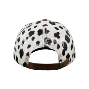 Gorra de Béisbol de Cuero con Pelo de Vaca, Estampado de Vaca Occidental, Ajustable - Product Image 4
