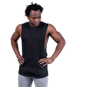 Débardeur de sport personnalisé pour homme en coton, coupe basse, épaules évasées, respirant, séchage rapide, pour musculation et fitness - Product Image 1