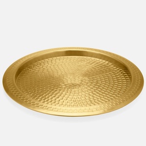 Vente chaude Moderne De Luxe Placage Or À La Main De Qualité Commerciale En Métal Plateau De Service Ensemble De Deux Pièces pour Une Utilisation De Table De Mariage - Product Image 3